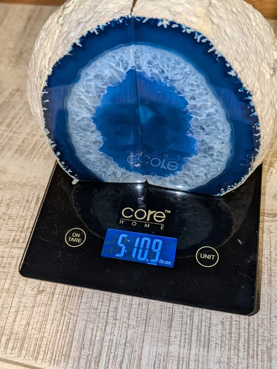 Pair Of Agate Geodes Bookends or Design Pieces Cobalt Blue + Tiny Druzy Pockets - Picture 6 of 13